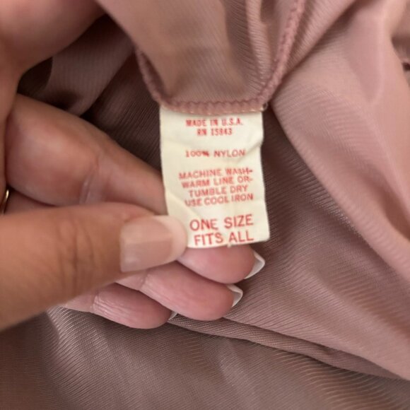 Vintage 70s Nylon Nightgown Dress Small Mocha Sheer Midi Elastic Neckline Sleeve - Picture 6 of 6